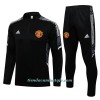 Sudadera De Entrenamiento Trajes Manchester United Champions League Cremallera De Cuarto 2022-23 Negro Blanco - Niño